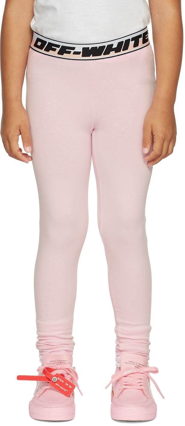 Photo: Off-White Kids Pink Logo Band Leggings