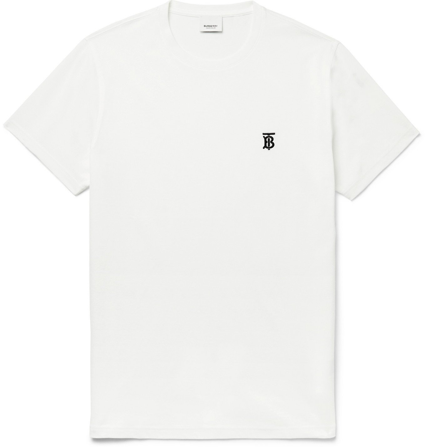 BURBERRY - Logo-Embroidered Cotton-Jersey T-Shirt - White Burberry