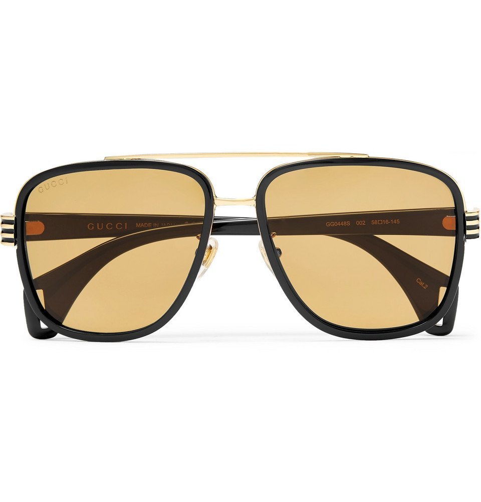 Gucci - Aviator-Style Gold-Tone and Acetate Sunglasses - Black Gucci