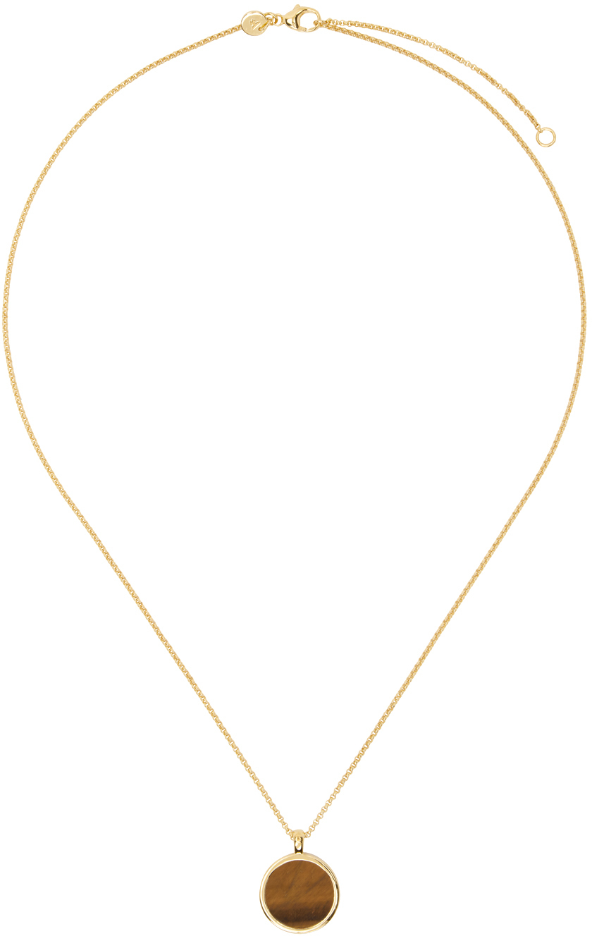 Tom Wood SSENSE Exclusive Gold & Onyx Round Pendant Necklace Tom Wood