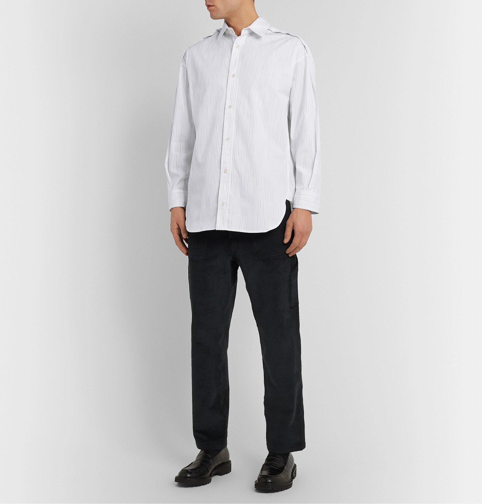 Deveaux - Striped Cotton Shirt - White Deveaux New York