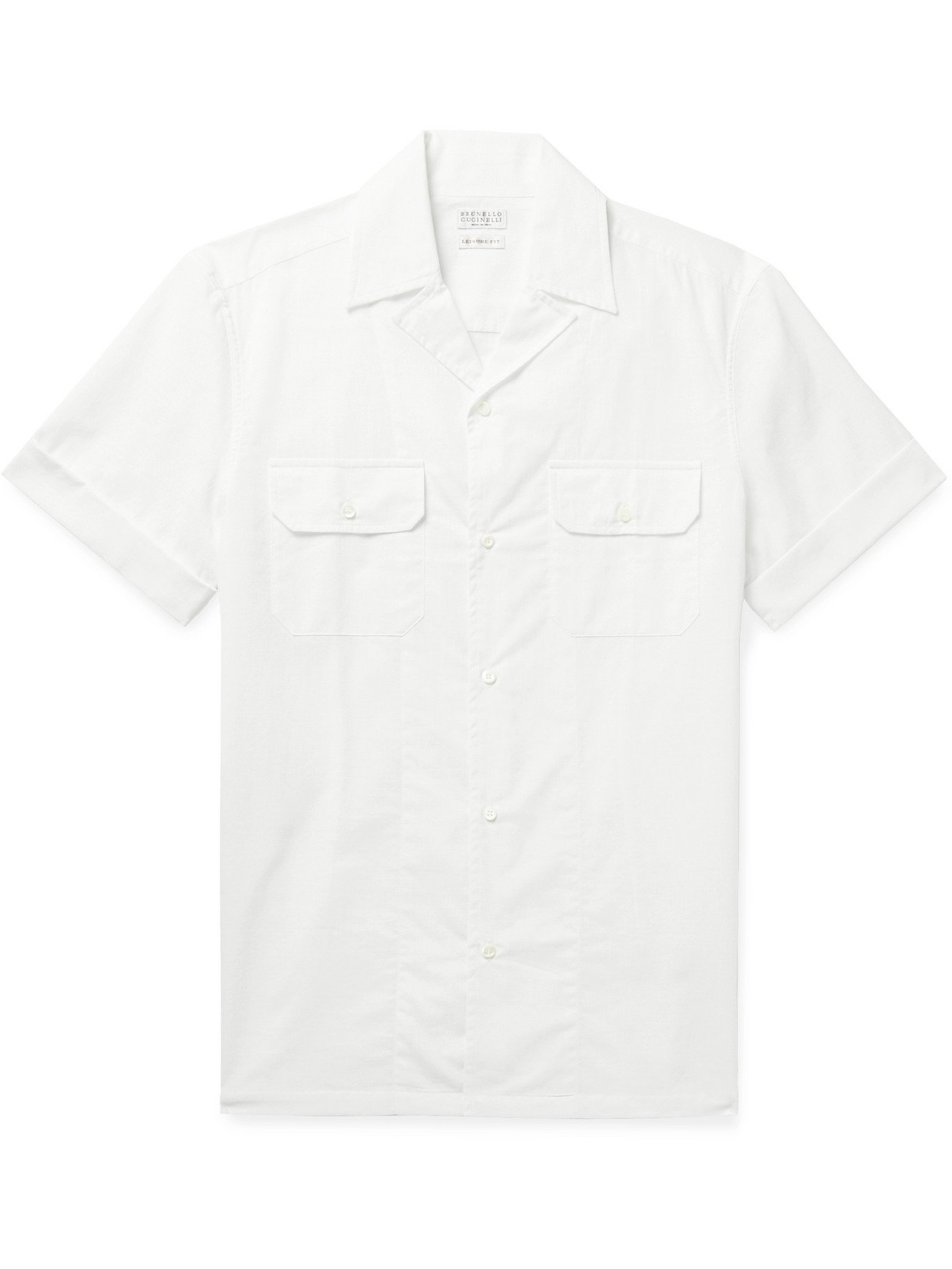 BRUNELLO CUCINELLI - Camp-Collar Cotton-Chambray Shirt - White Brunello ...