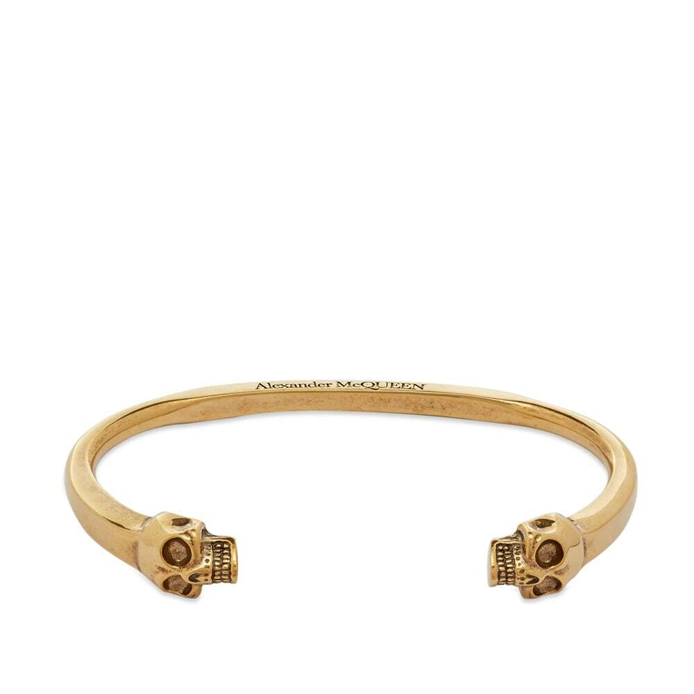 Alexander McQueen Men's Twin Skull Bracelet in Gold Alexander McQueen