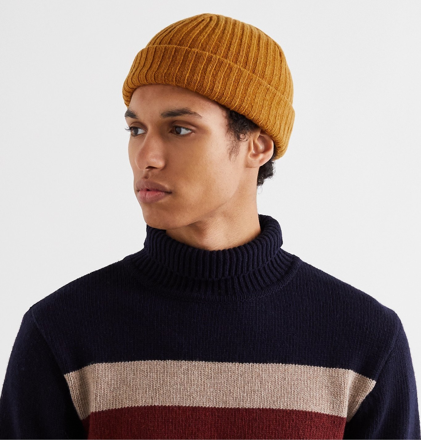 Oliver Spencer - Ribbed Wool-Blend Beanie - Yellow