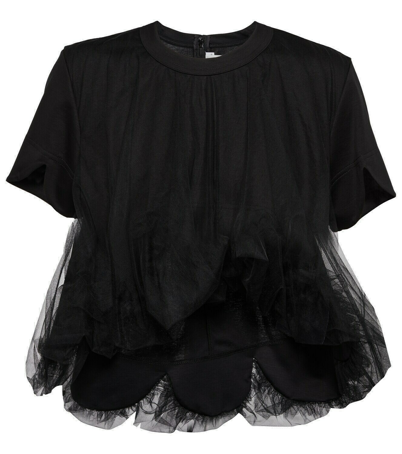 Noir Kei Ninomiya - Tulle-trimmed crop top Noir Kei Ninomiya