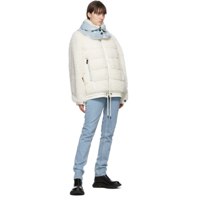 moncler white fleece puffer jacket