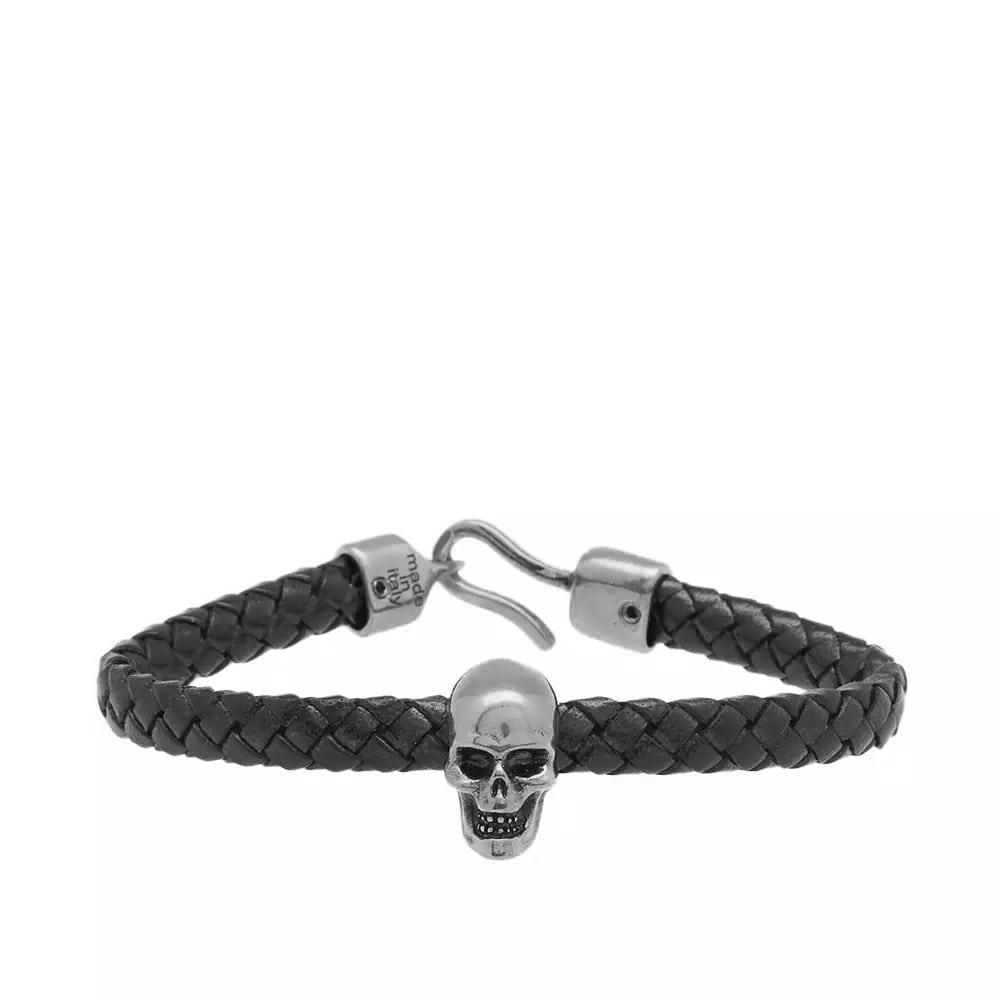 Alexander McQueen Black Calf Leather Bos Taurus Bracelet