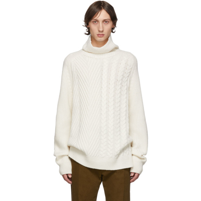 white cable knit turtleneck