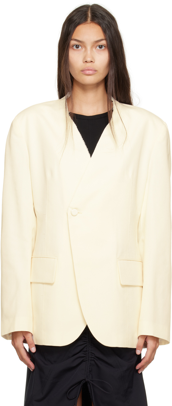 JUNEYEN Off-White Collarless Blazer