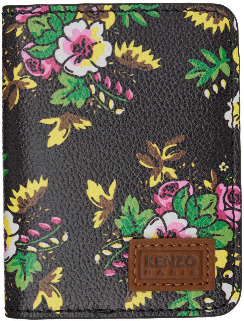 Kenzo Black Pop Bouquet Bifold Wallet Kenzo
