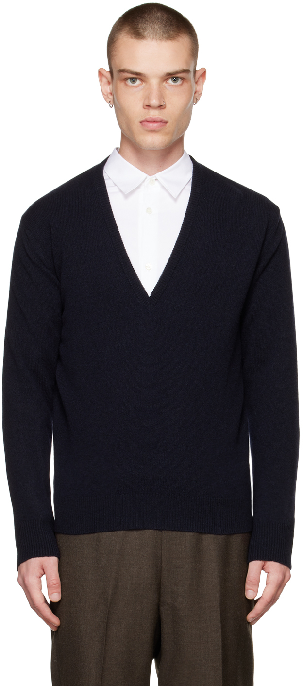 Luxe V-Neck Sweater, Navy