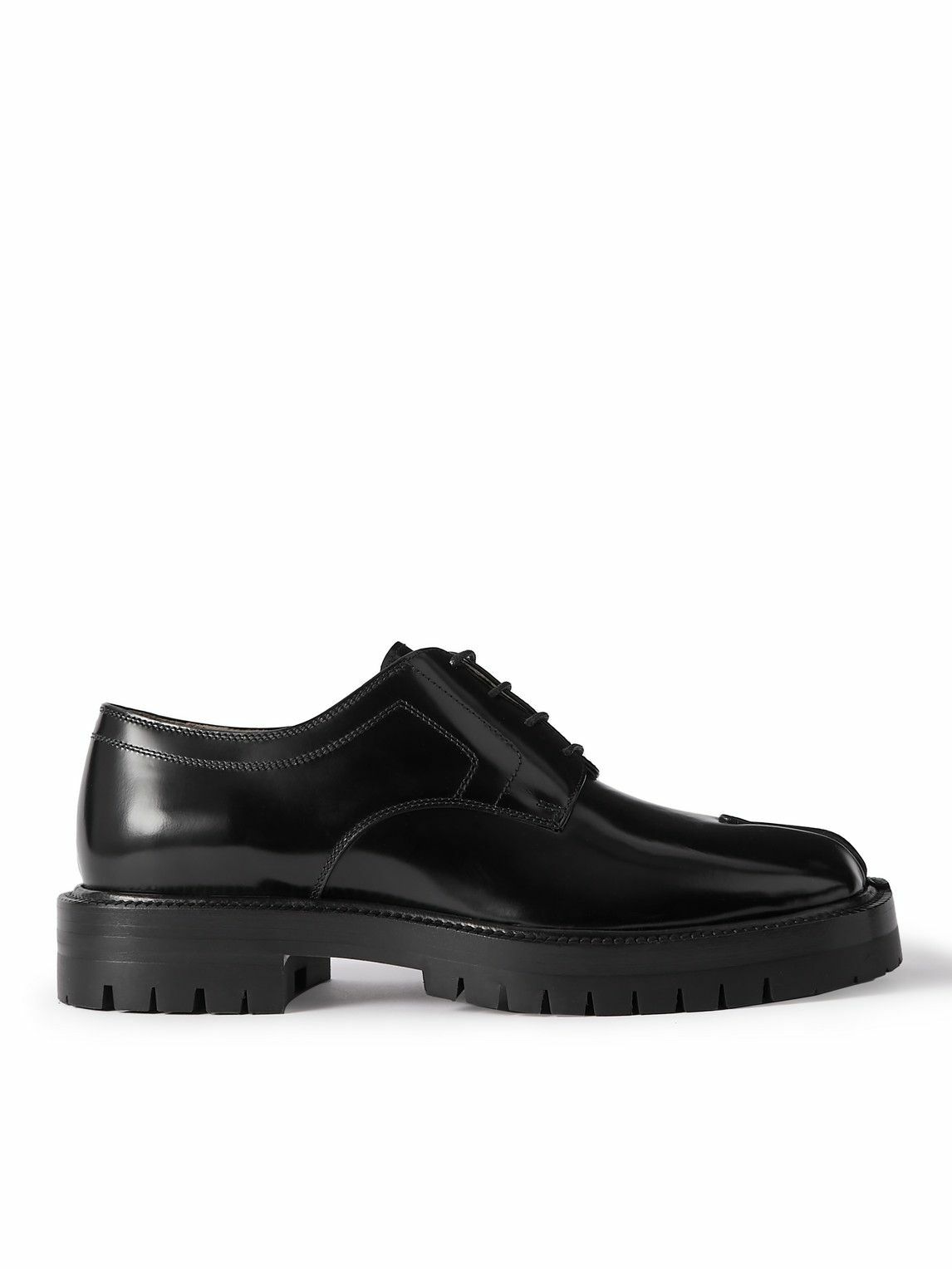 Photo: Maison Margiela - Tabi County Patent-Leather Derby Shoes - Black