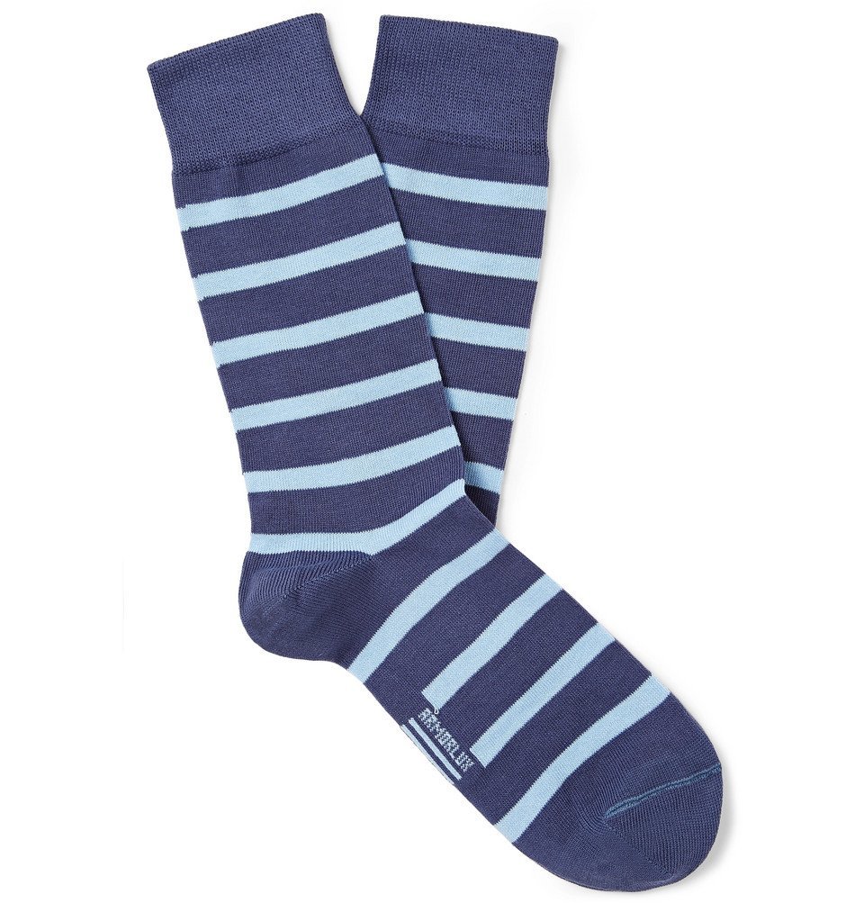 Armor Lux - Striped Stretch-Cotton Blend Socks - Blue Armor Lux