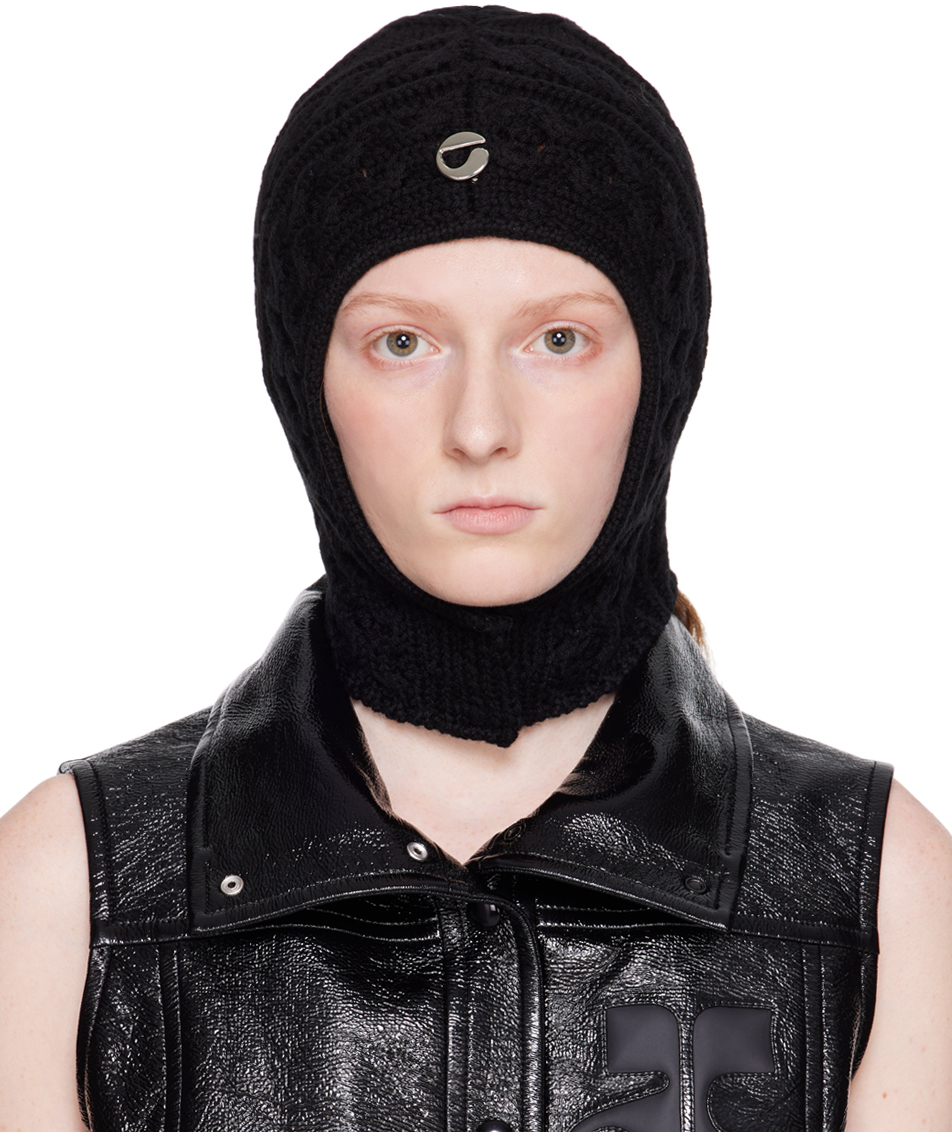 Coperni Black Cable Knit Balaclava Coperni