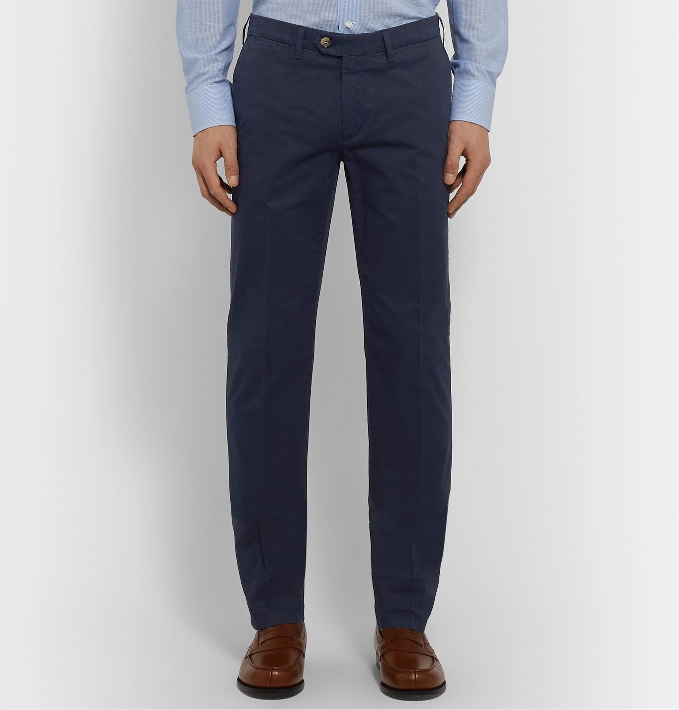 Canali - Slim-Fit Stretch-Cotton Twill Chinos - Blue Canali