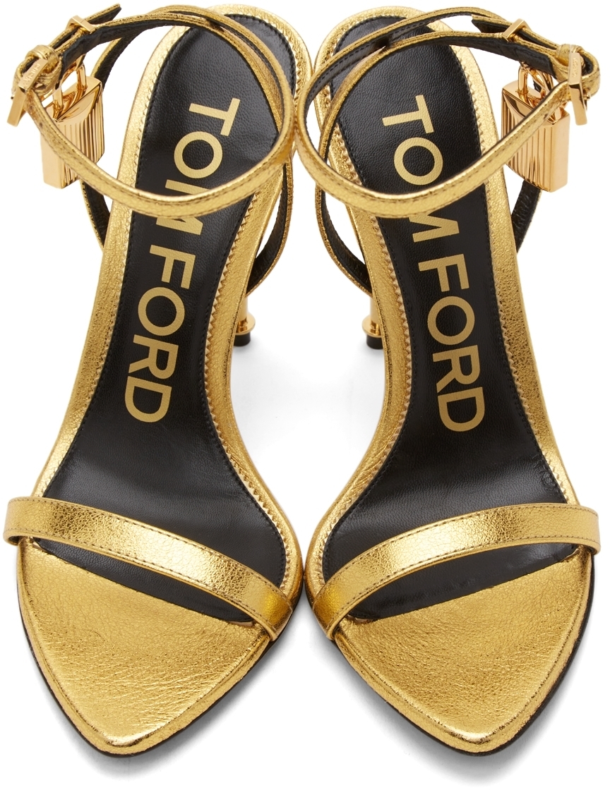 TOM FORD Gold Padlock Heeled 105 Sandals TOM FORD