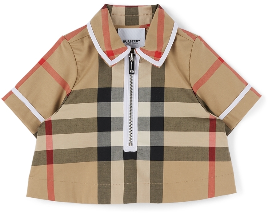 Burberry Baby Beige Check Zip-Front Shirt