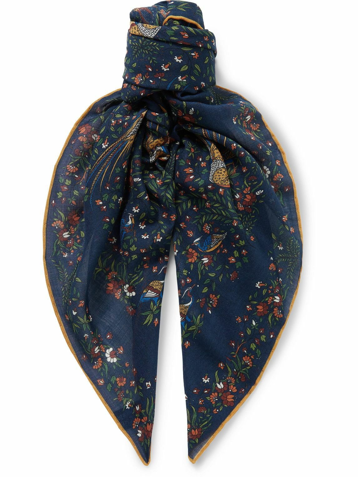 Photo: Drake's - Birds of Paradise Printed Wool and Silk-Blend Voile Scarf