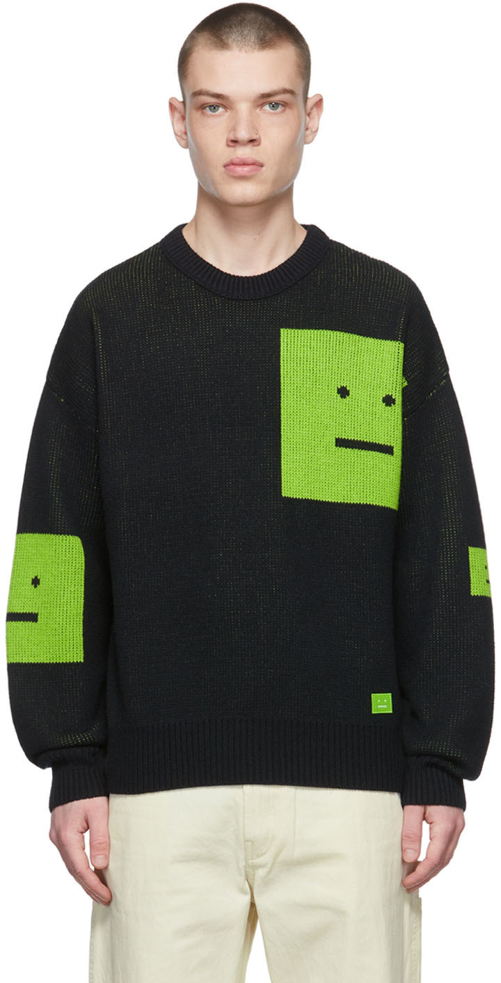 Acne Studios Black Wool Face Sweater Acne Studios