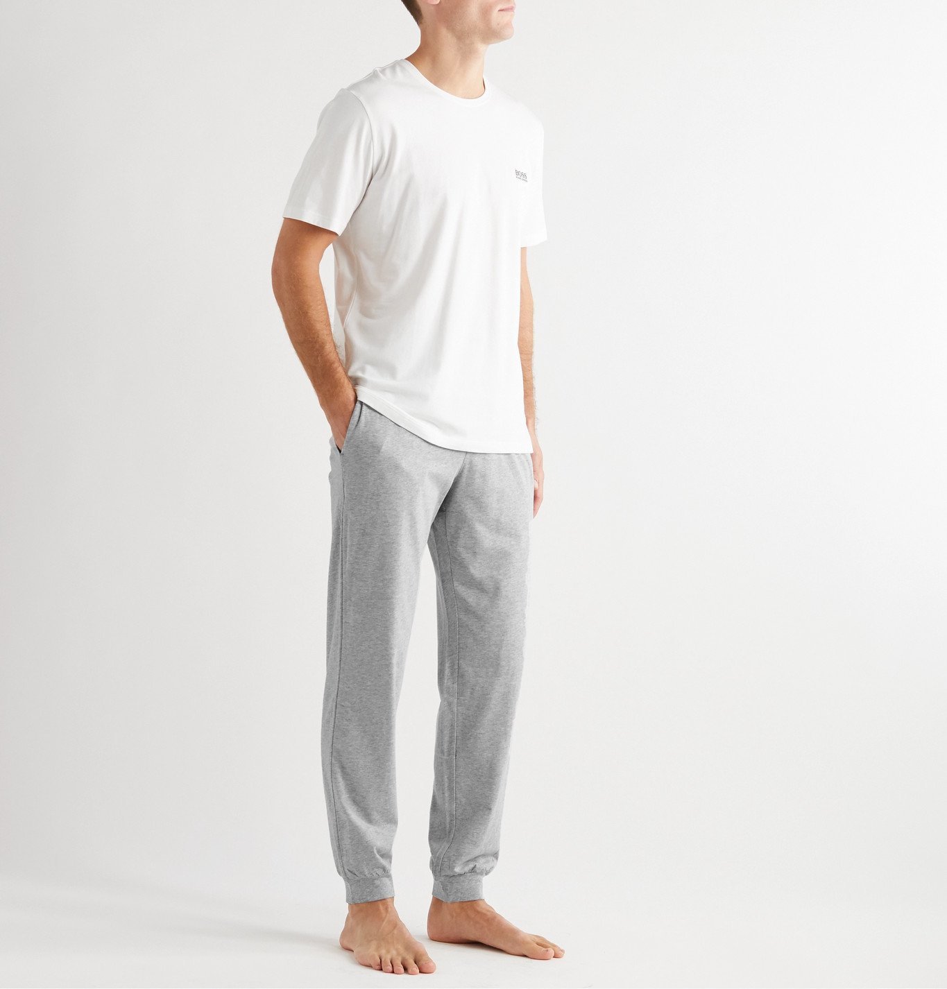 Hugo Boss - Tapered Stretch-Cotton Jersey Sweatpants - Gray Hugo Boss
