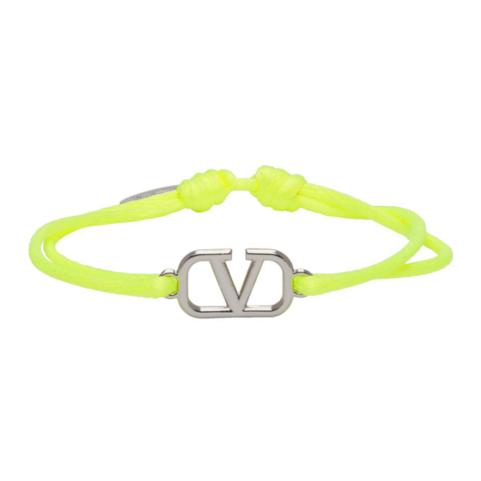 ned formel familie Valentino Yellow Valentino Garavani Leather VLogo Bracelet Valentino  Garavani