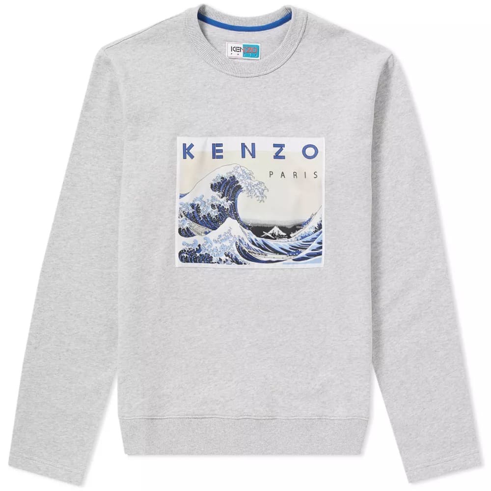 Kenzo Kanagawa Wave Crew Sweat Grey Kenzo
