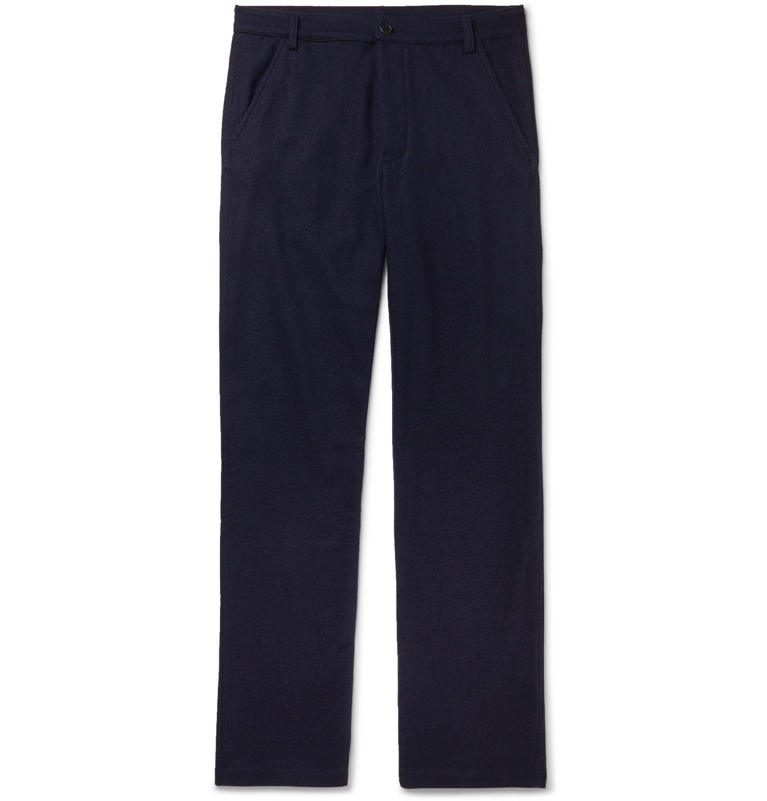 Tempus Now - Navy Wide-Leg Brushed Cotton-Blend Trousers - Blue Tempus Now