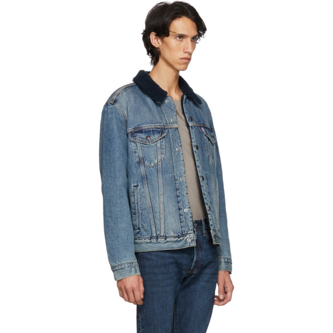 levi's indigo type iii sherpa denim jacket