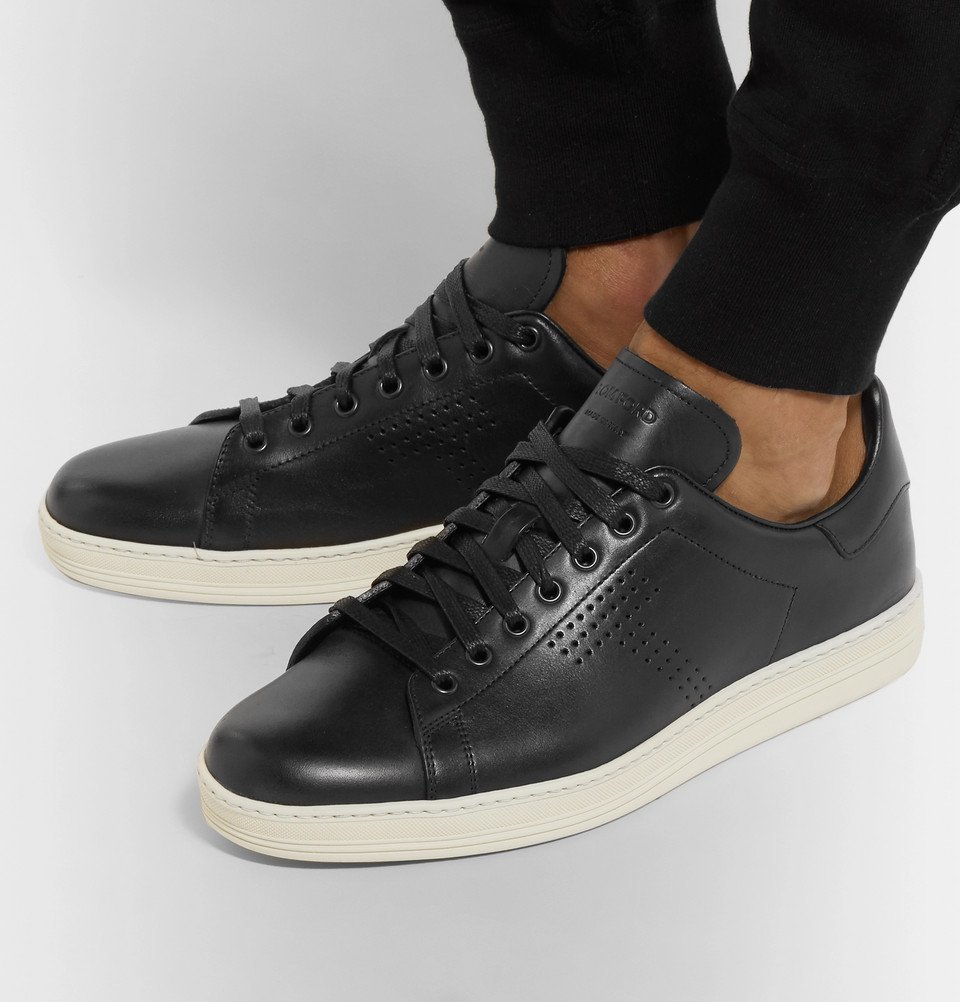 TOM FORD - Warwick Perforated Leather Sneakers - Men - Black TOM FORD