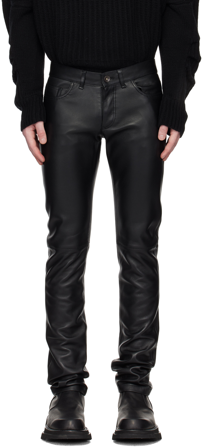 ALTU Black Straight-Leg Leather Pants Altuzarra