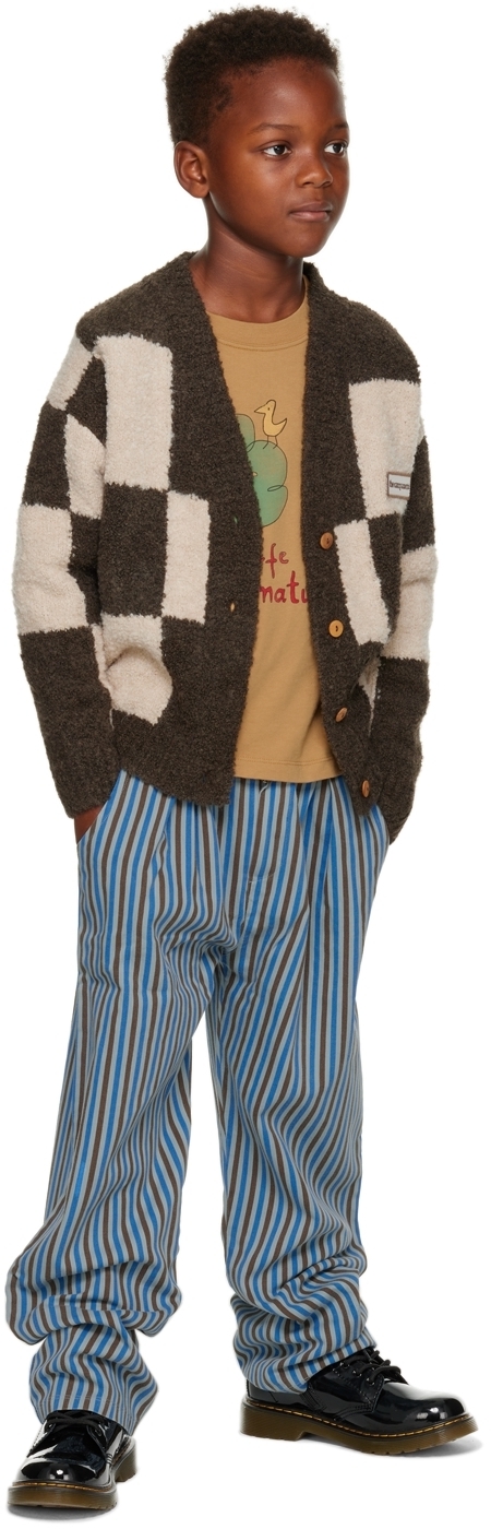 The Campamento Kids Brown & Beige Checked Cardigan