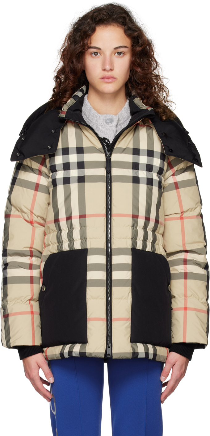 Burberry Beige Check Down Jacket Burberry