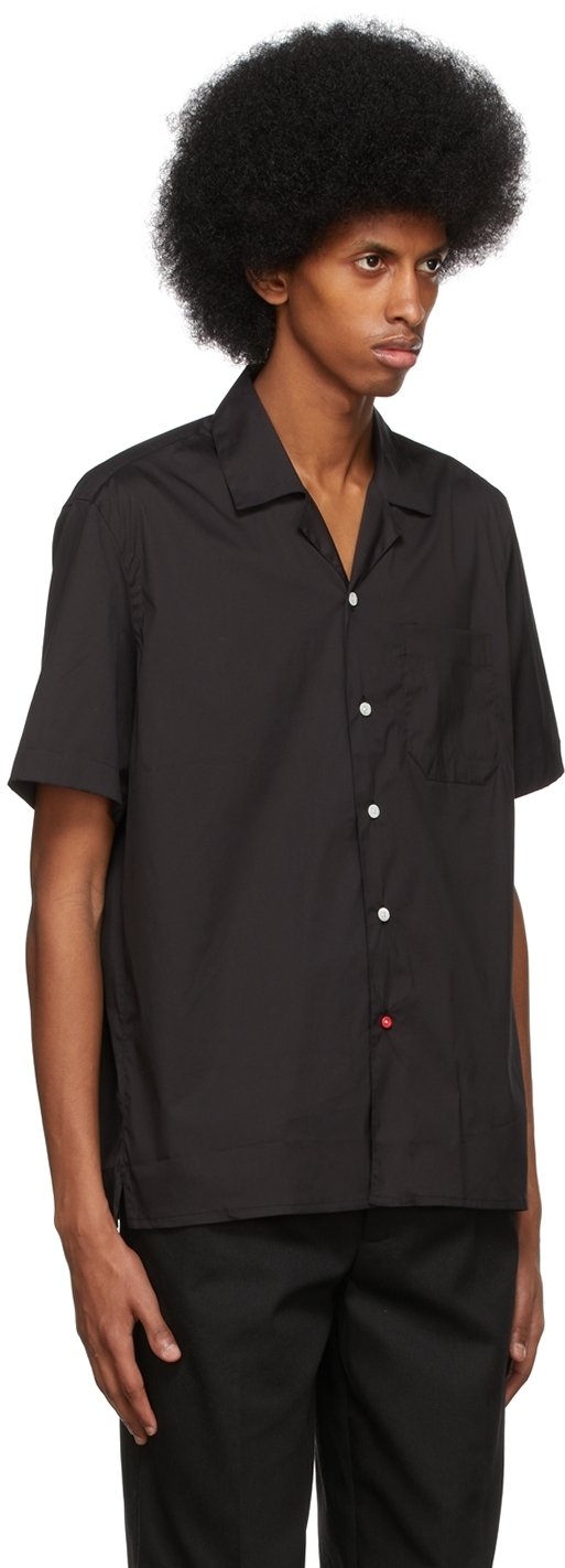 Isaia Black Camp Collar Comfort Shirt Isaia