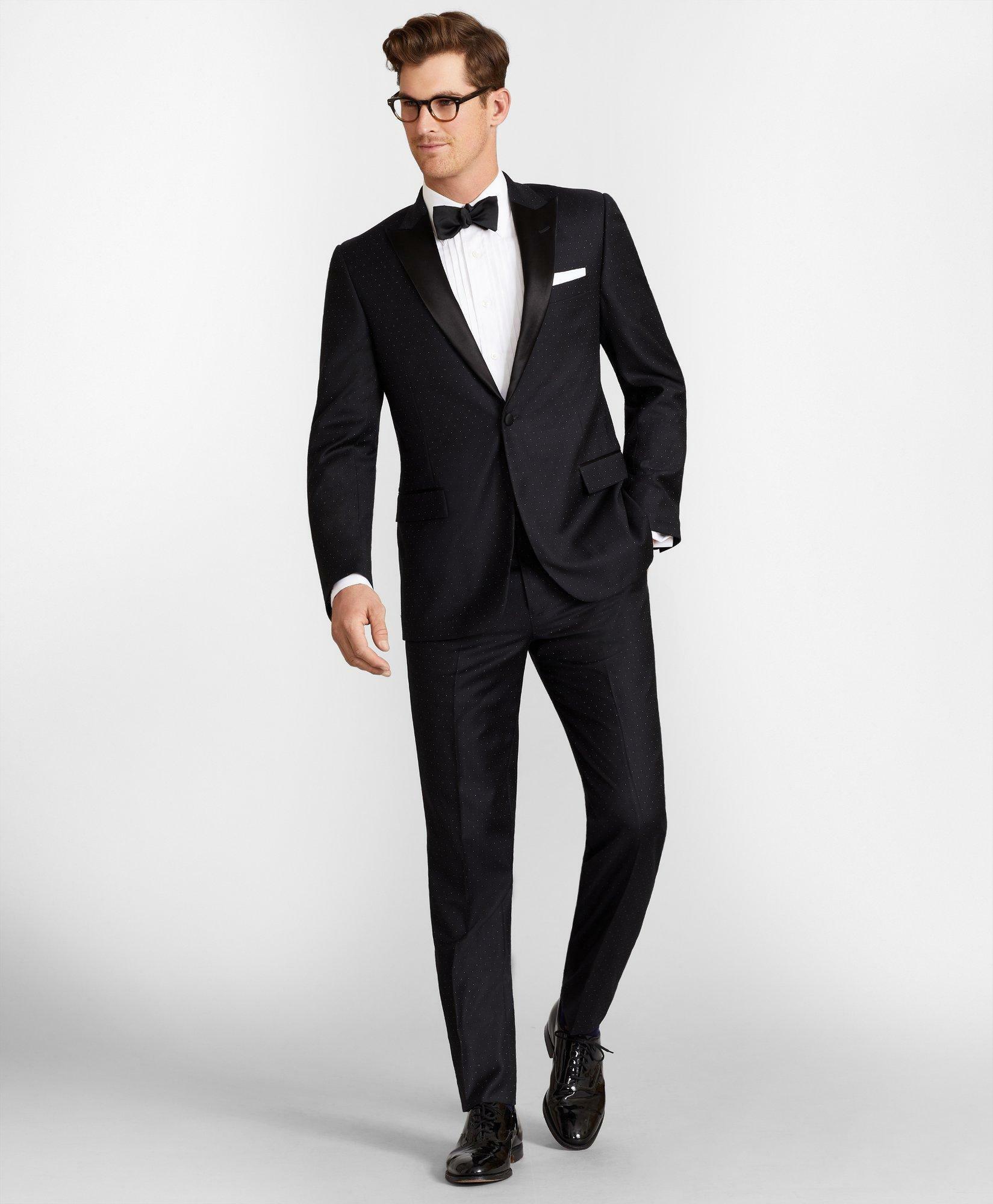 Brooks Brothers Men's Regent Fit One-Button Dotted 1818 Tuxedo | Black