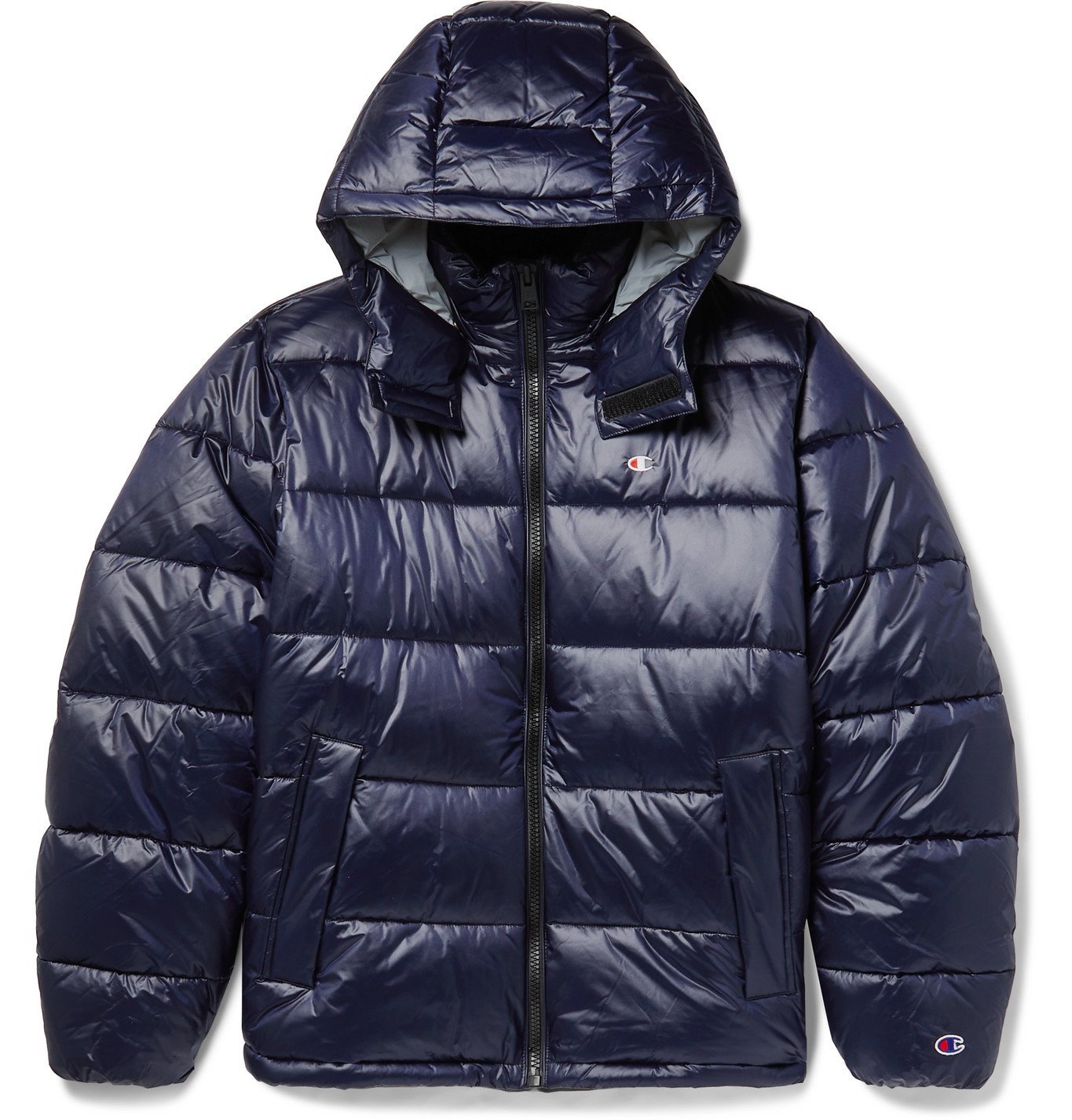 CHAMPION - Hooded Quilted Nylon Jacket - Blue Champion
