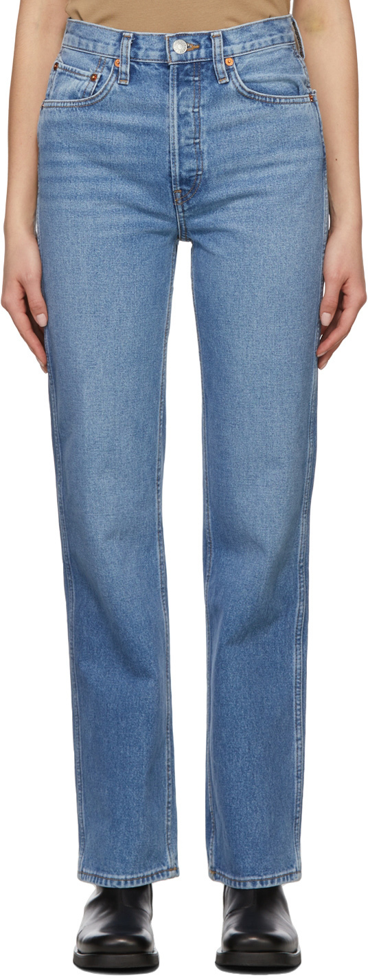 Re/Done Blue Cropped 90's Low Slung Jeans Re/Done