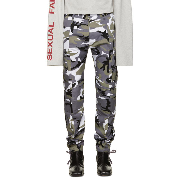 grey camo trousers