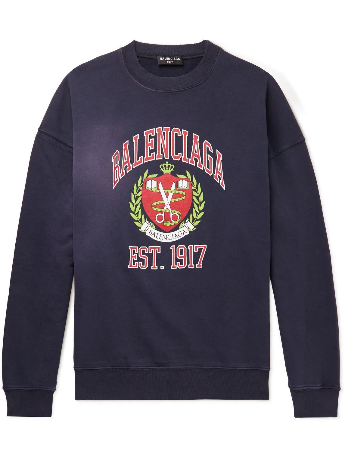 Balenciaga - Printed Cotton-Jersey Sweatshirt - Blue Balenciaga