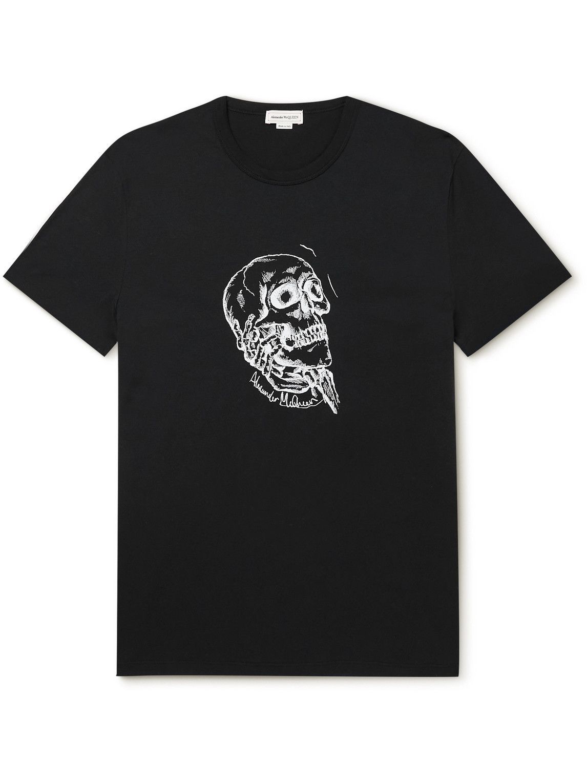 Alexander McQueen - Printed Cotton-Jersey T-Shirt - Black Alexander McQueen