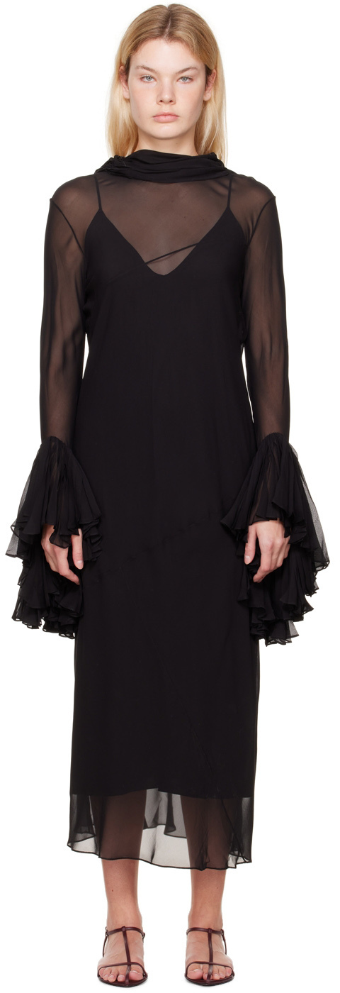 KHAITE Black Evi Midi Dress Khaite