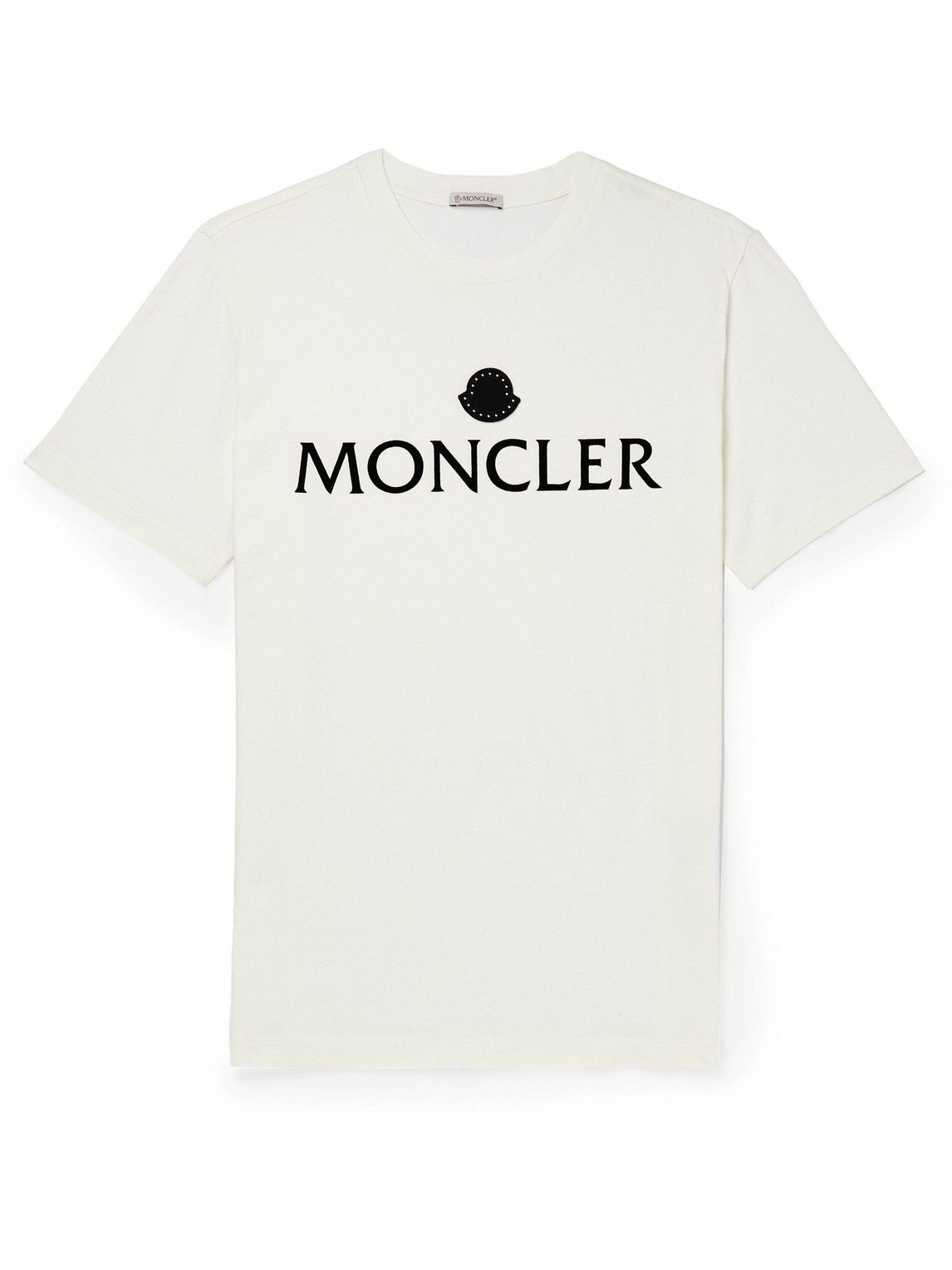 Moncler - Logo-Flocked Cotton-Jersey T-Shirt - White Moncler