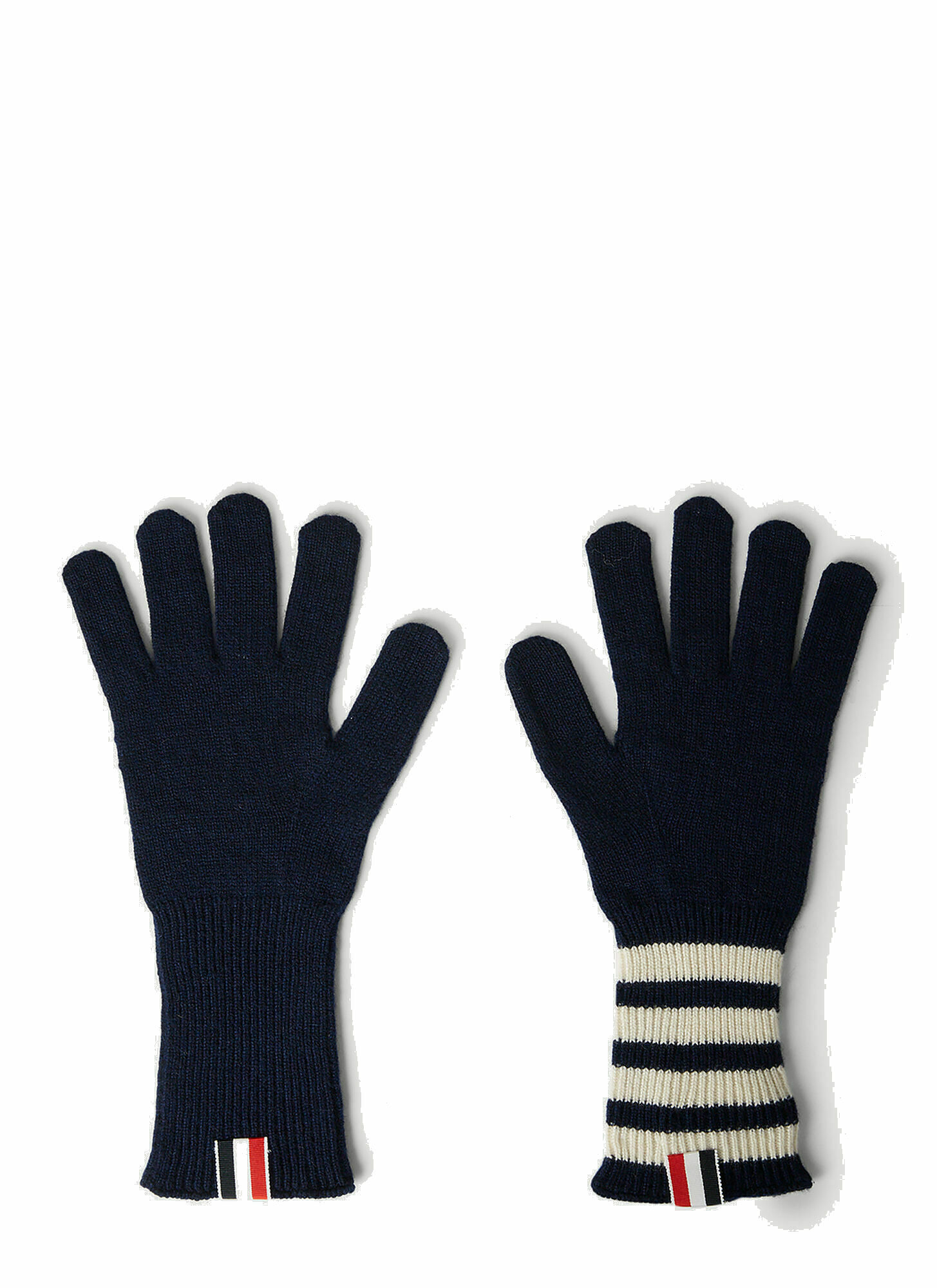 Photo: Thom Browne - Four Bar Stripe Gloves in Navy