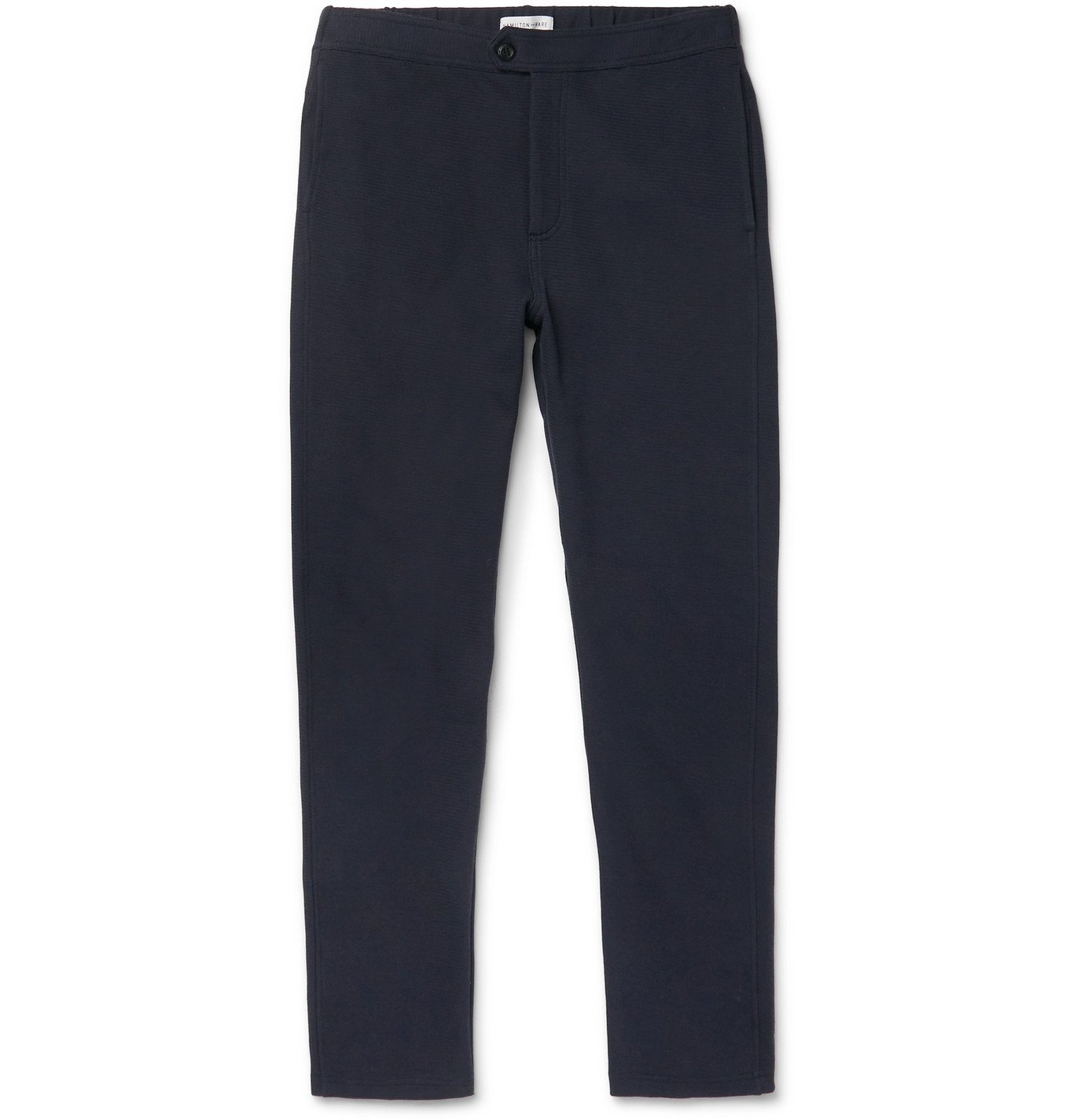 Hamilton and Hare - Navy Travel Tapered Cotton-Blend Trousers - Blue ...