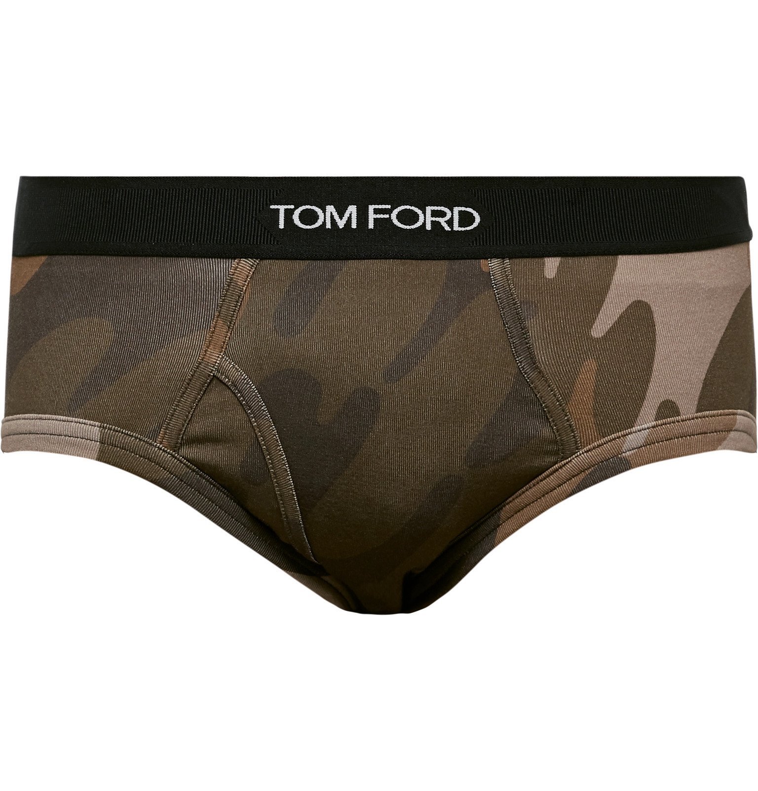TOM FORD - Camouflage-Print Stretch-Cotton Briefs - Green TOM FORD