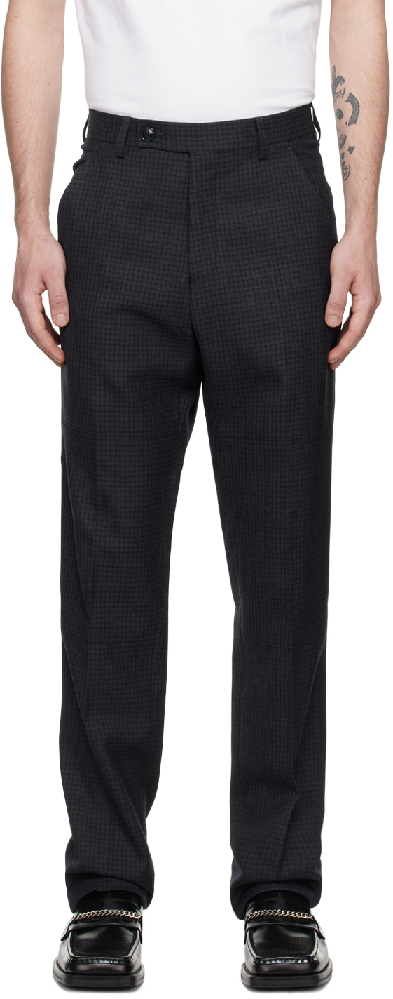 ladies navy check trousers