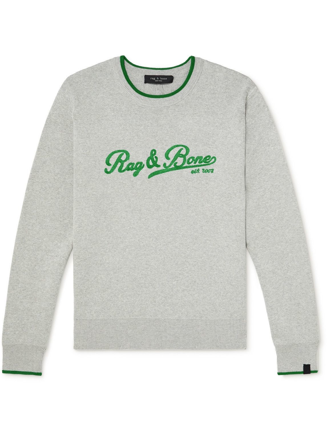 Rag & Bone LogoEmbroidered Cotton Sweater Gray Rag and Bone