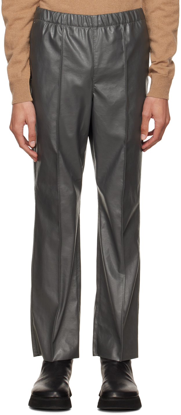 N.Hoolywood Gray Faux-Leather Pants N.Hoolywood