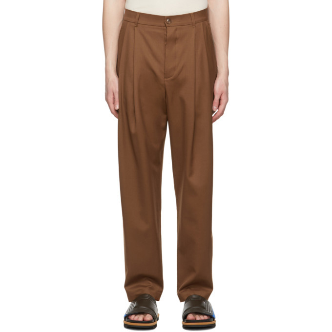 King and Tuckfield Brown Tapered Pleat Trousers King and Tuckfield