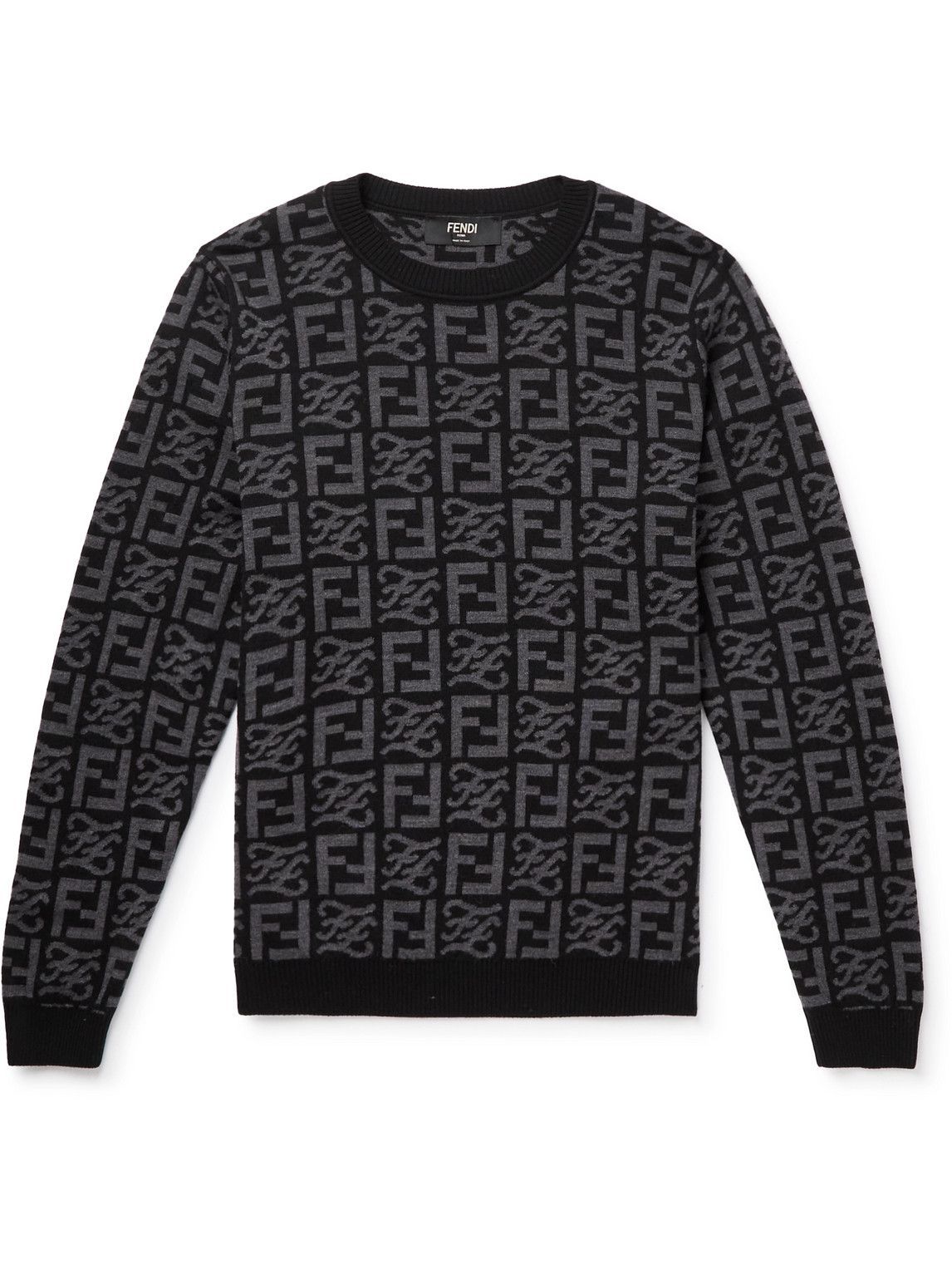Fendi - Logo-Intarsia Wool Sweater - Black Fendi