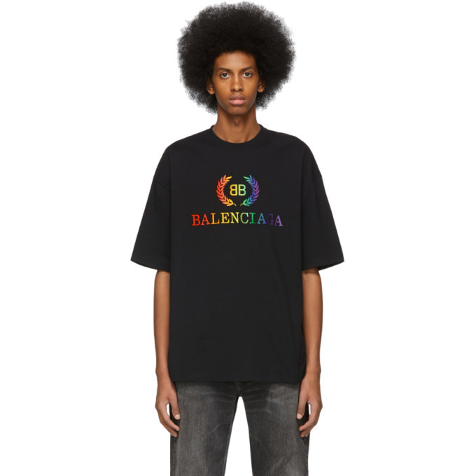 Balenciaga Black Rainbow BB Regular Fit T-Shirt Balenciaga